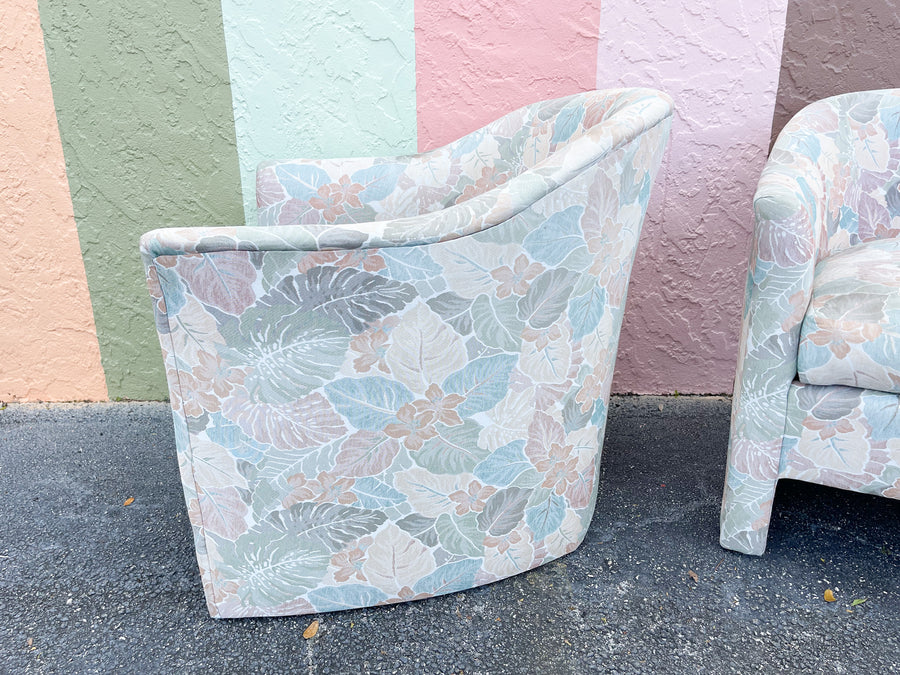 Pair of Palm Print Upholstered Chairs