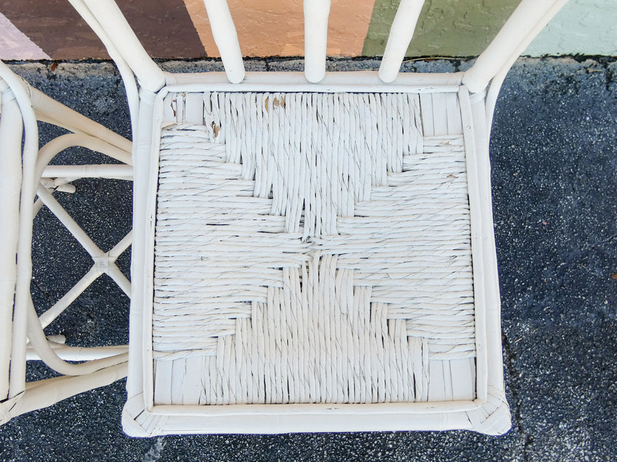 Pair of Old Florida Rattan Bar Stools