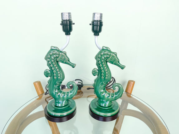 Pair of Adorable Seahorse Lamps