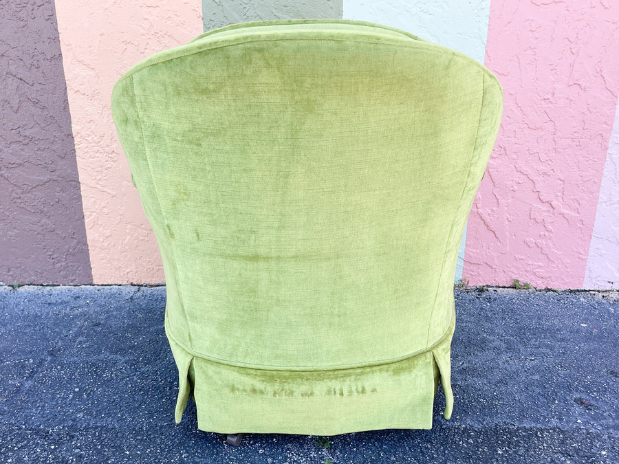 Pair of So 70s Lime Green Upholstered Swivel Chairs