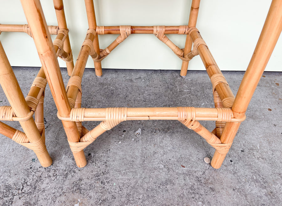 Pair of Island Chic Bamboo Bar Stools