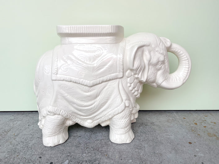 Trunks Up Ceramic Elephant Garden Seat