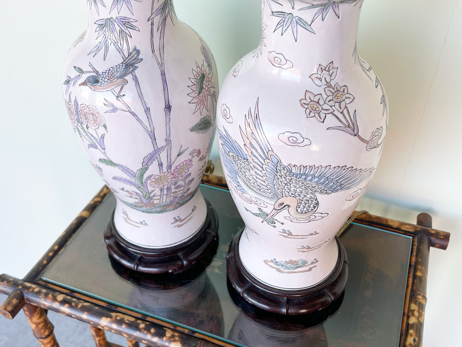 Pair of Ceramic Bird Lamps