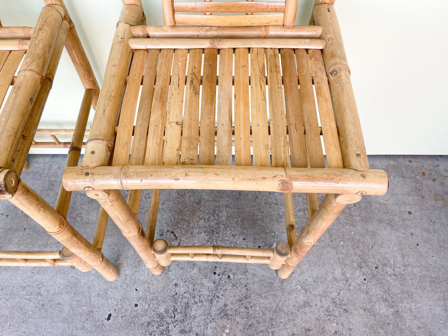Pair of Tiki Chic Bamboo Stools