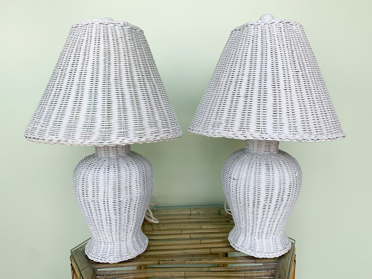 Pair of Sweet Wicker Lamps