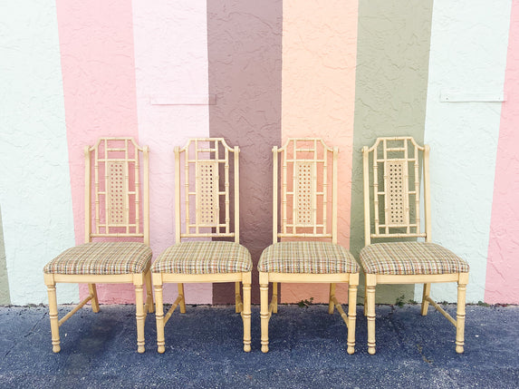 Set of Four Pagoda Faux Bamboo Chairs