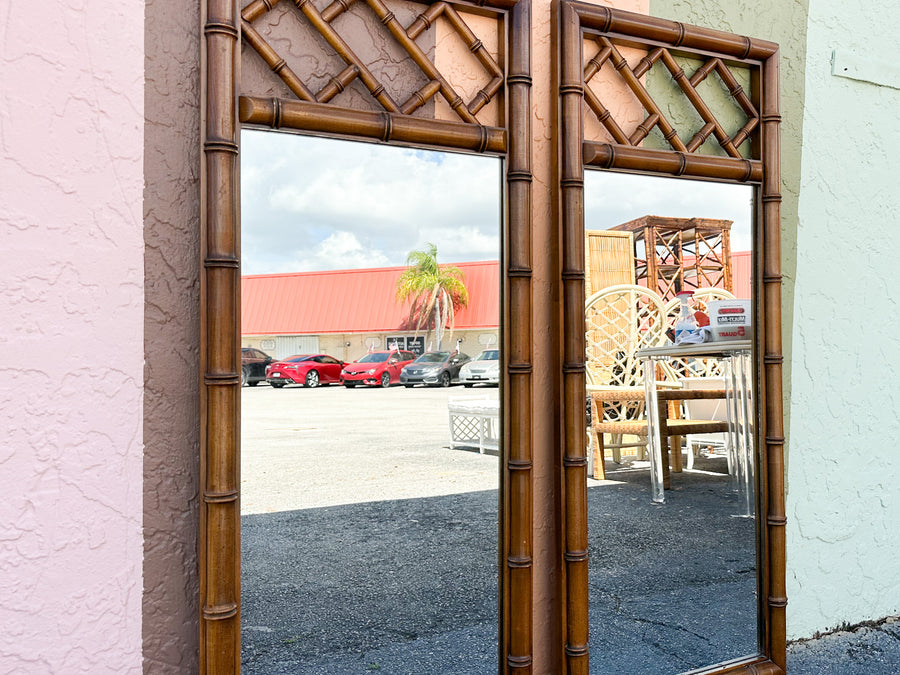 Pair of Faux Bamboo Chippendale Mirrors