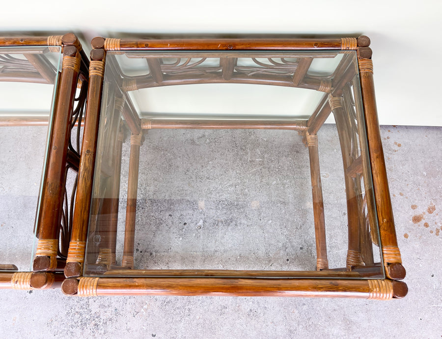 Pair of Island Chic Rattan Side Tables