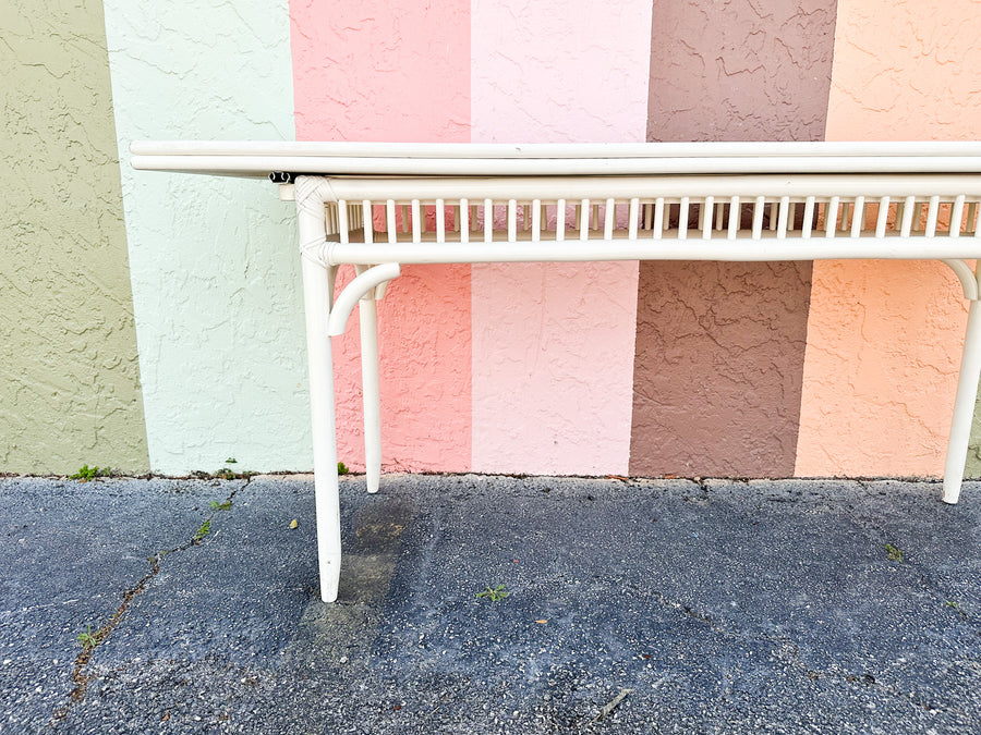 Painted Rattan Flip Top Console