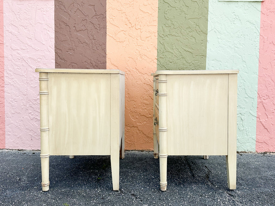 Pair of Henry Link Faux Bamboo Nightstands