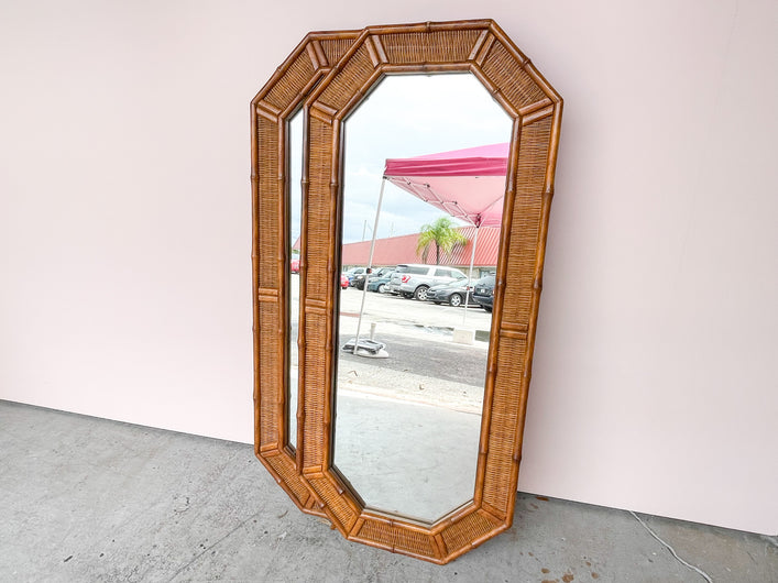 Pair of Faux Bamboo Octagon Mirrors