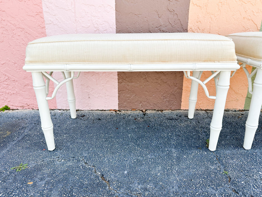Pair of Faux Bamboo Ficks Reed Benches