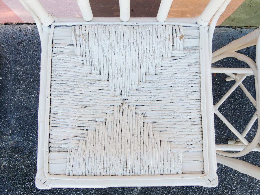 Pair of Old Florida Rattan Bar Stools