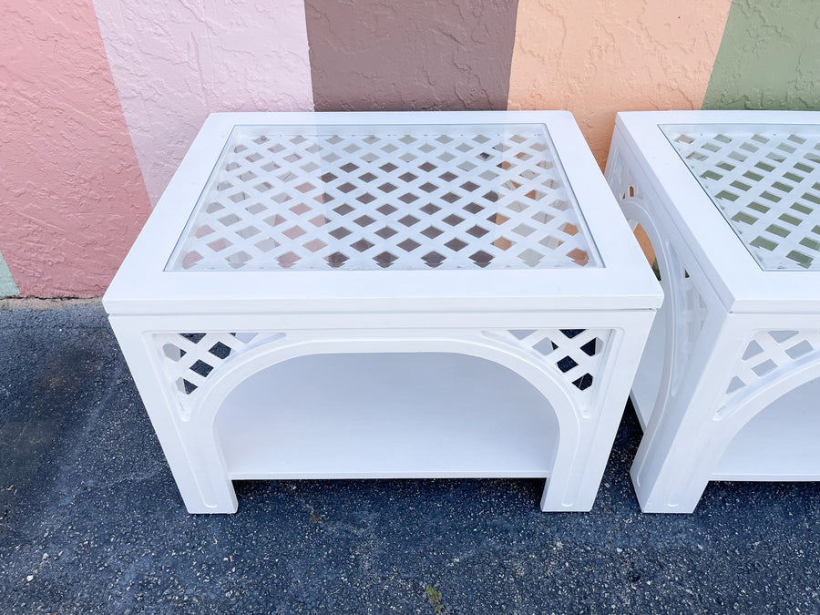 Pair of Lattice Love Side Tables