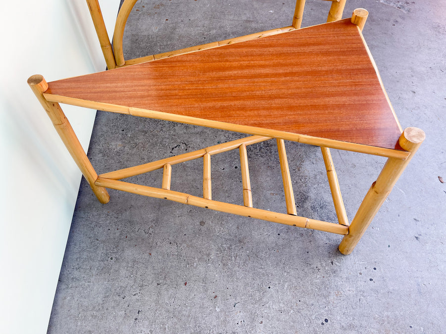 Pair of Old Florida Triangle Side Tables