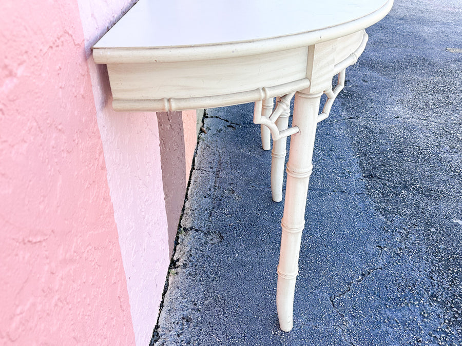 Pair of Faux Bamboo Demilunes