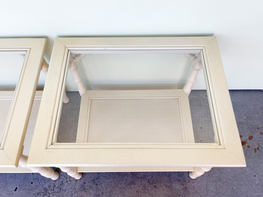 Pair of Faux Bamboo Fretwork Side Tables