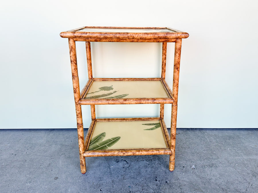 Painted Palm Rattan Side Table