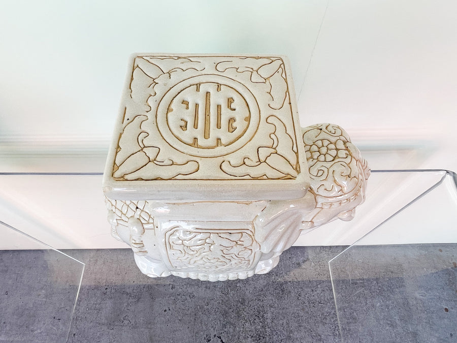 Pair of Ceramic Elephant Garden Seats