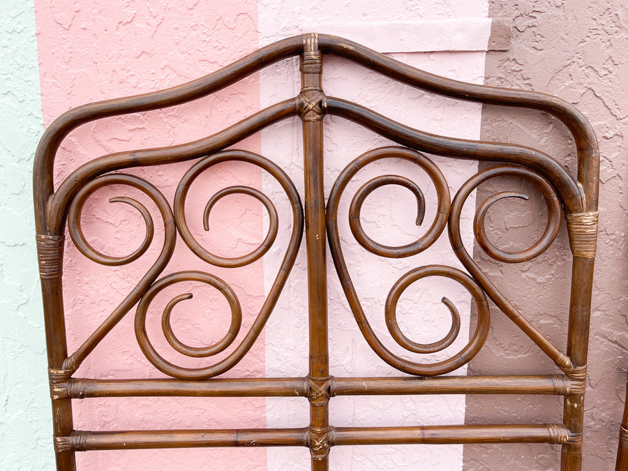 Pair of Bent Wood Rattan Twin Headboards