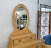 Woven Rattan Wrapped Dresser with Mirror