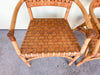 Pair of Leather and Rattan Arm Chairs