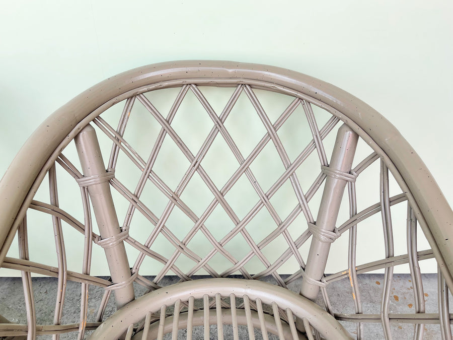 Pair of Ficks Reed Rattan Lattice Barrel Chairs