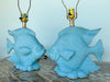 Pair of Kissing Fish Plaster Lamps