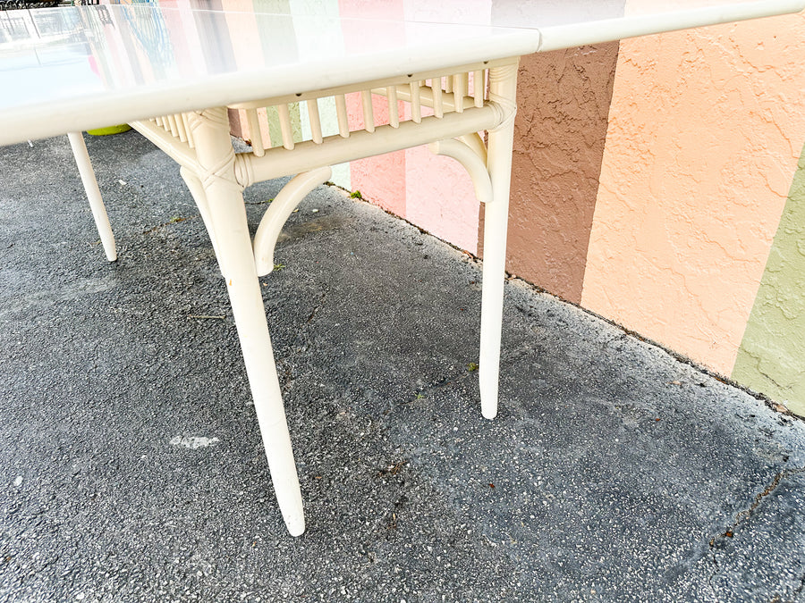 Painted Rattan Flip Top Console