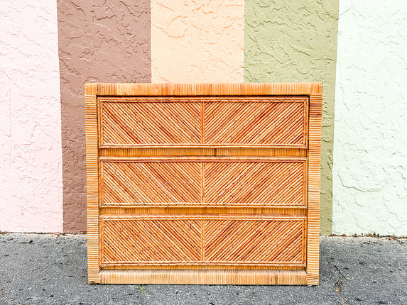 Pencil Reed Rattan Oversized Nightstand