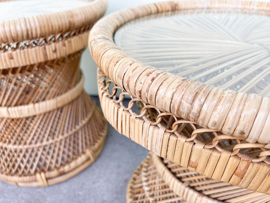 Pair of Petite Island Style Drum Tables