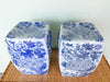 Pair of Oversized Blue and White Garden Seats