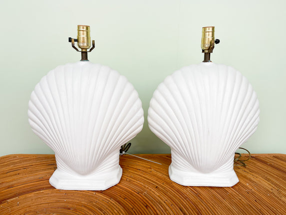 Pair of Plaster Clam Shell Lamps