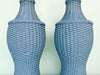 Pair of Cornflower Blue Woven Plaster Lamps