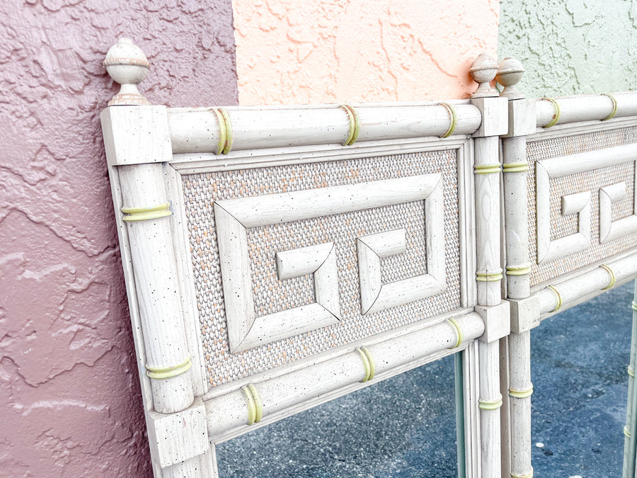 Pair of Greek Key Faux Bamboo Mirrors