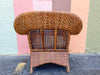 Pair of Woven Rattan Lounge Chairs