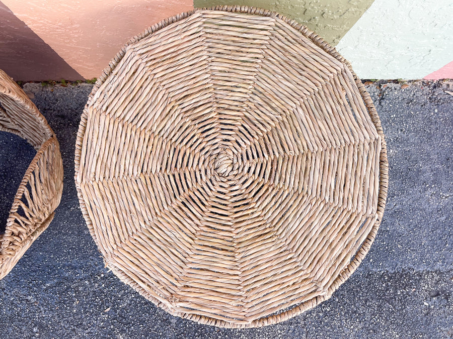 Pair of Modern Seagrass Wrapped Palm Side Tables