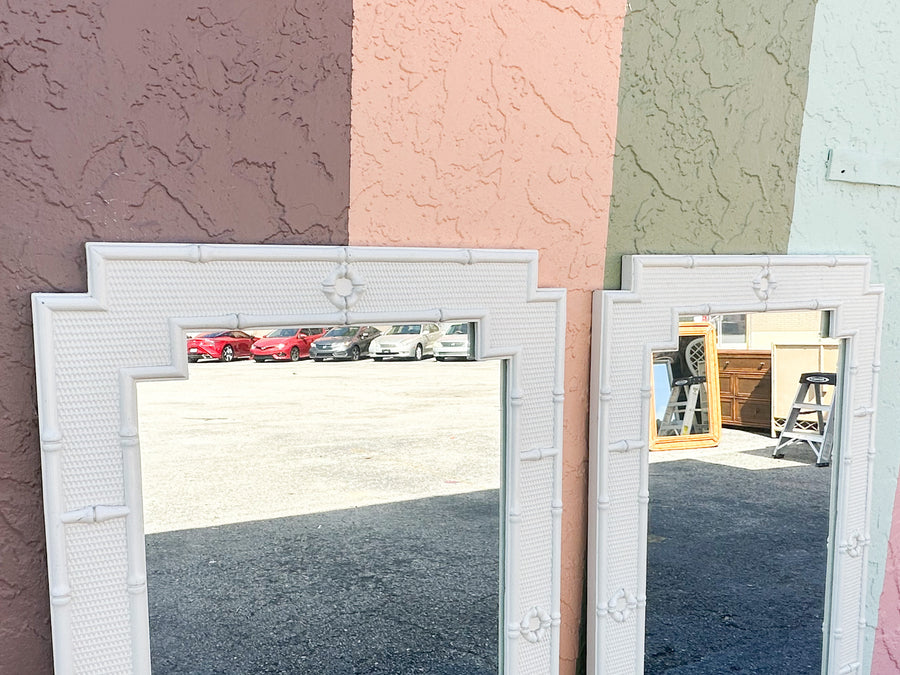 Pair of Faux Bamboo Omega Mirrors