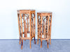 Pair of Tortoiseshell Rattan Plant Stands