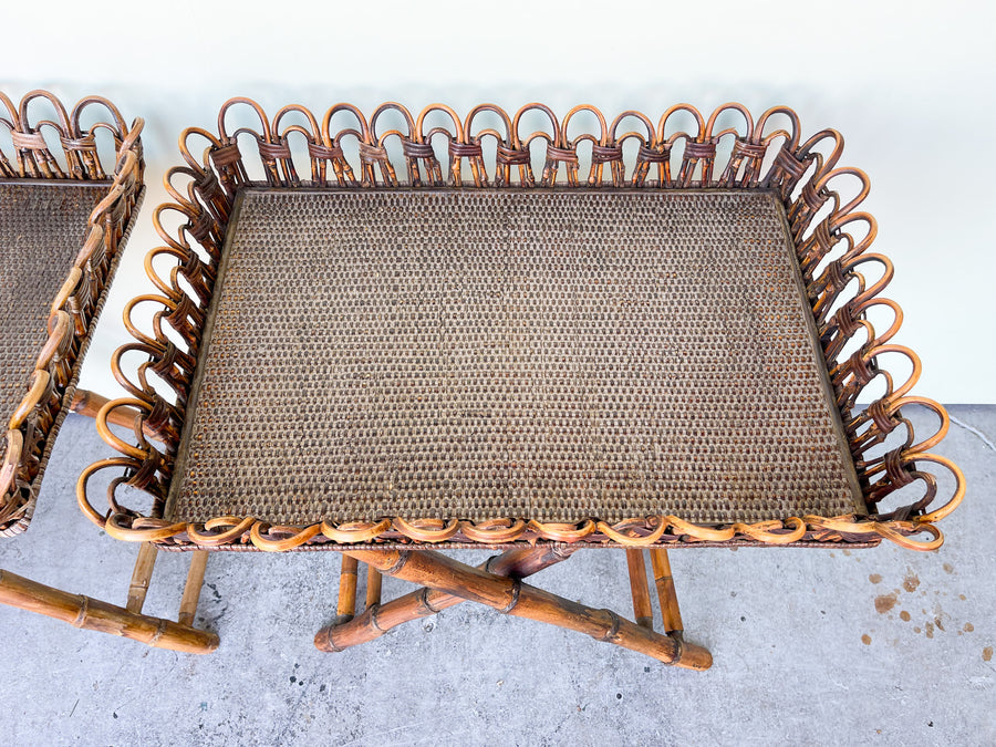 Pair of Island Whimsy Rattan Side Tables