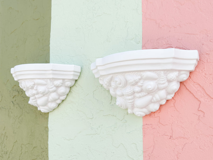 Pair of Coastal Shell Wall Shelves