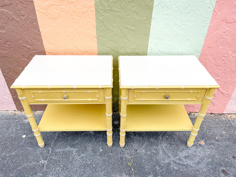 Pair of Faux Bamboo Nightstands