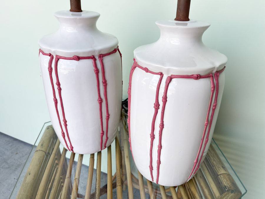 Pair of Faux Bamboo Icing Lamps