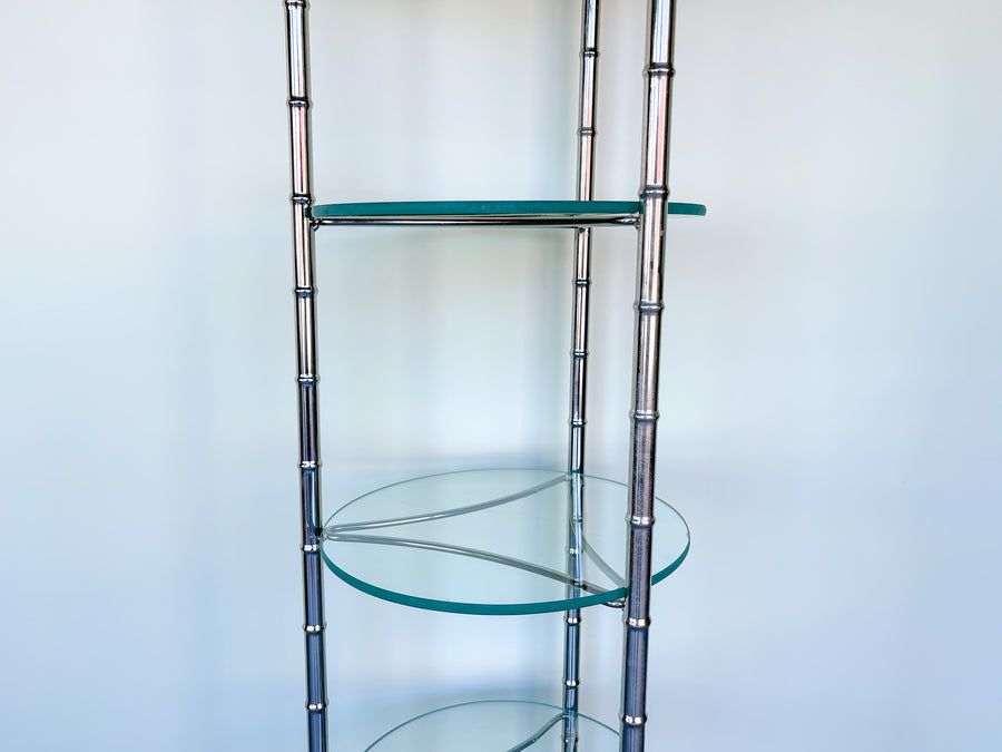 Hollywood Regency Faux Bamboo Metal Etagere