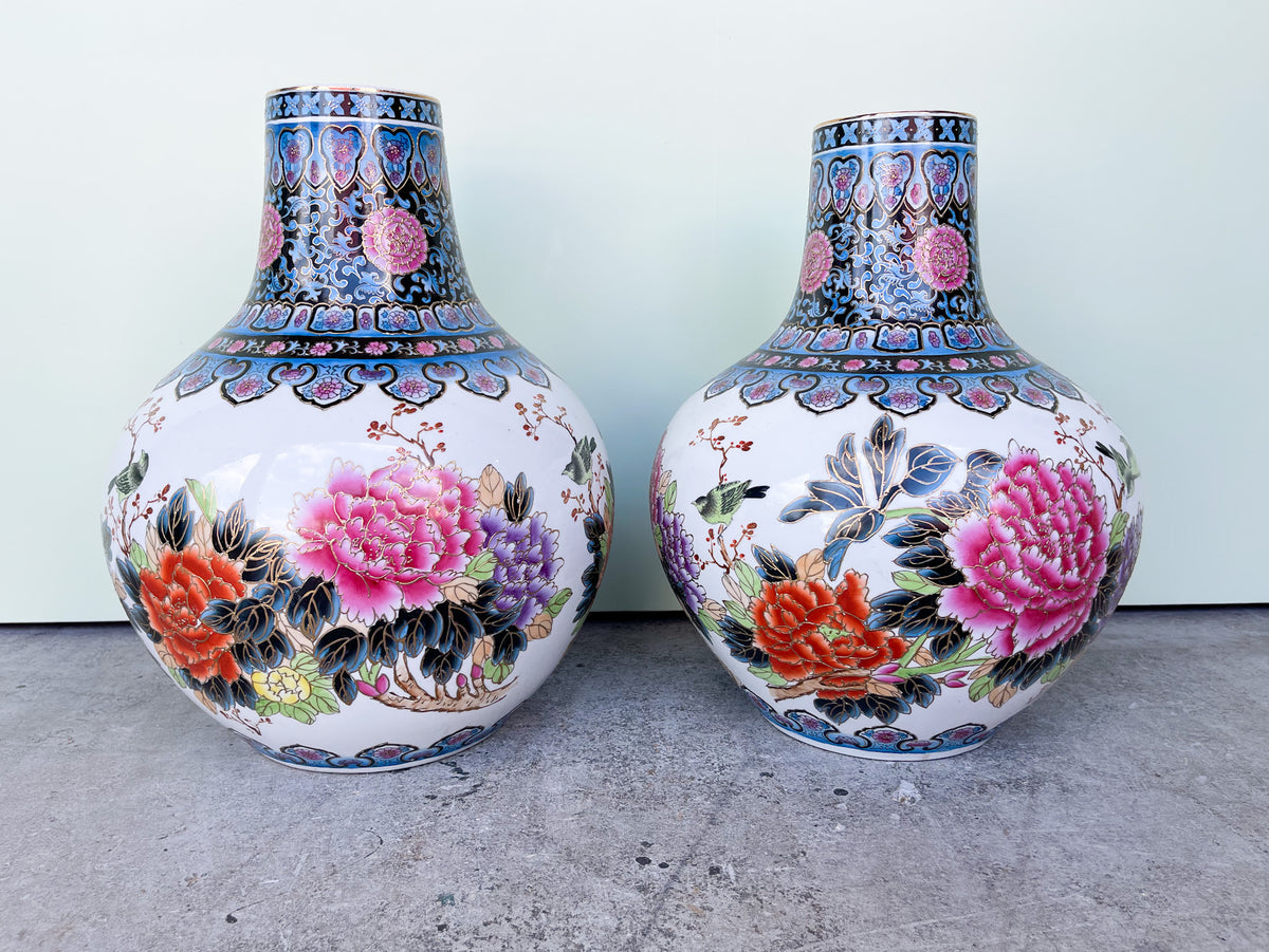 Pair of Huge Floral Vases