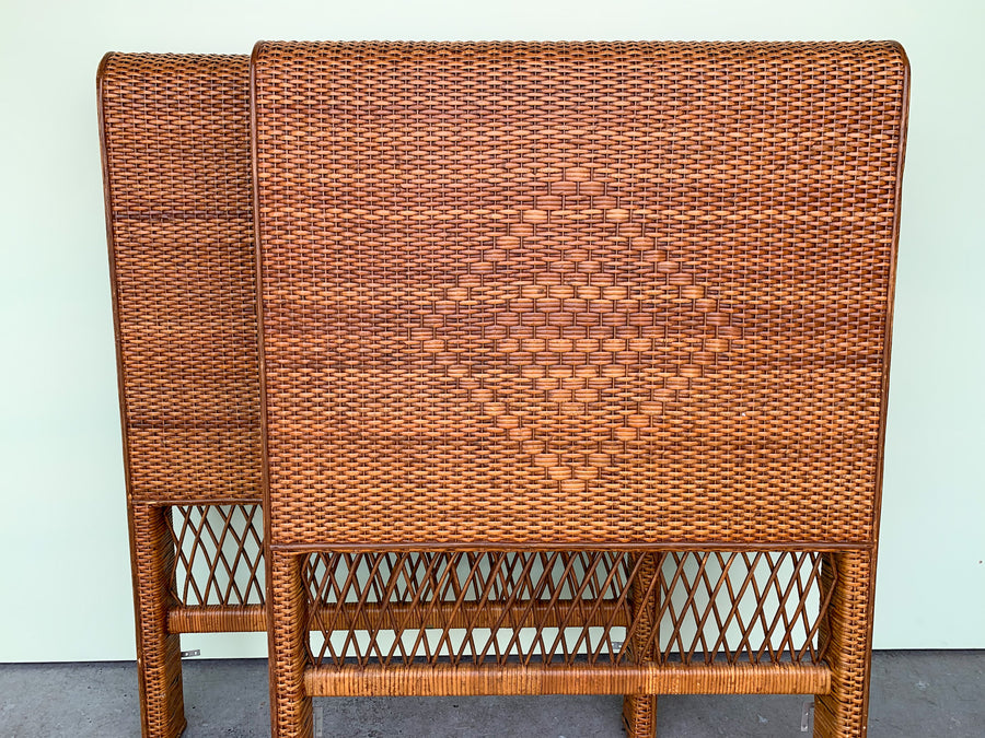 Pair of Wicker and Rattan Headboards