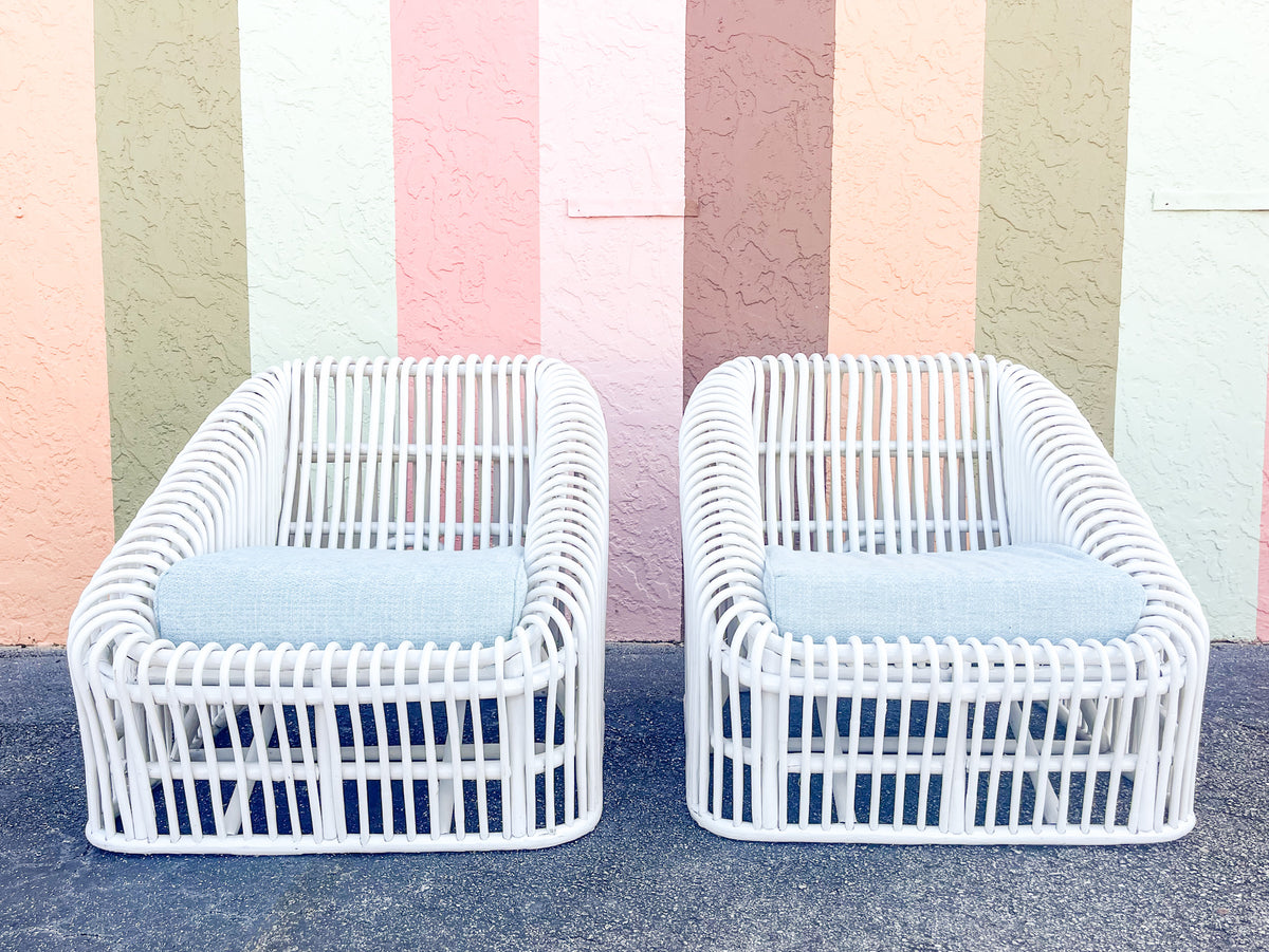 Pair of Fab Painted Henry Olko Style Lounge Chairs