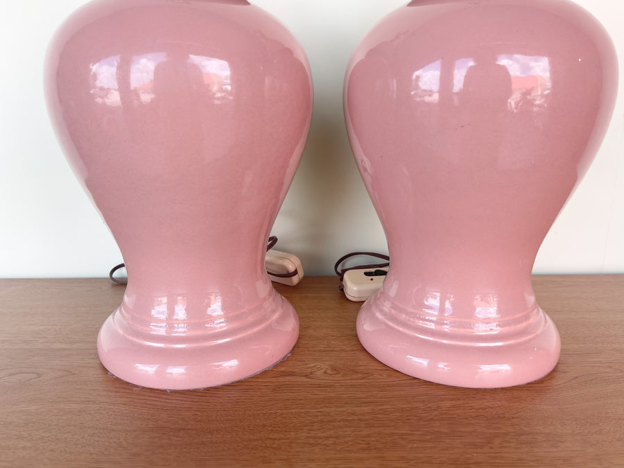 Pair of Pink Chic Ginger Jar Lamps