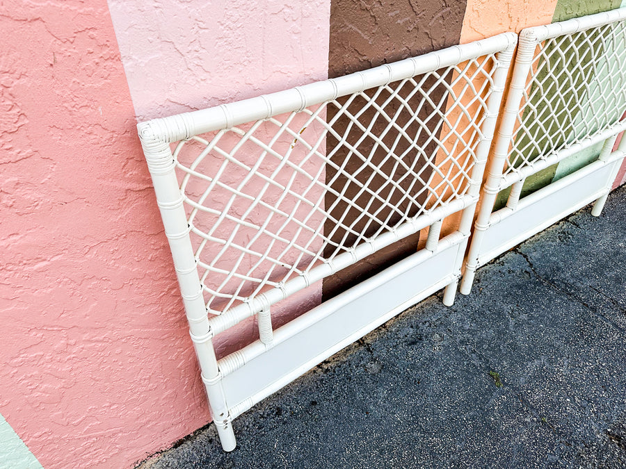 Pair of Ficks Reed Lattice Twin Headboards