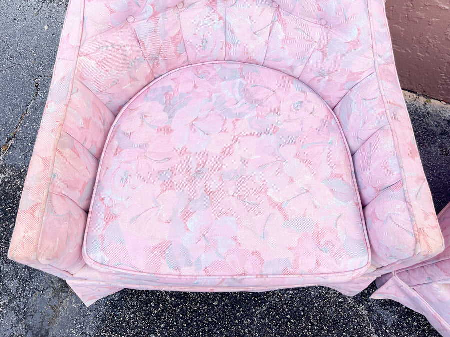 Pair of Pink Chic Floral Upholstered Chairs